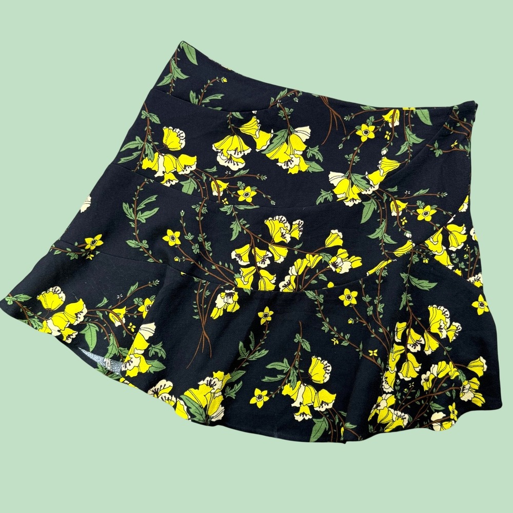 Who What Wear Floral Ruffle Skirt Women 16 Black Tiered Flounce Mini A Line